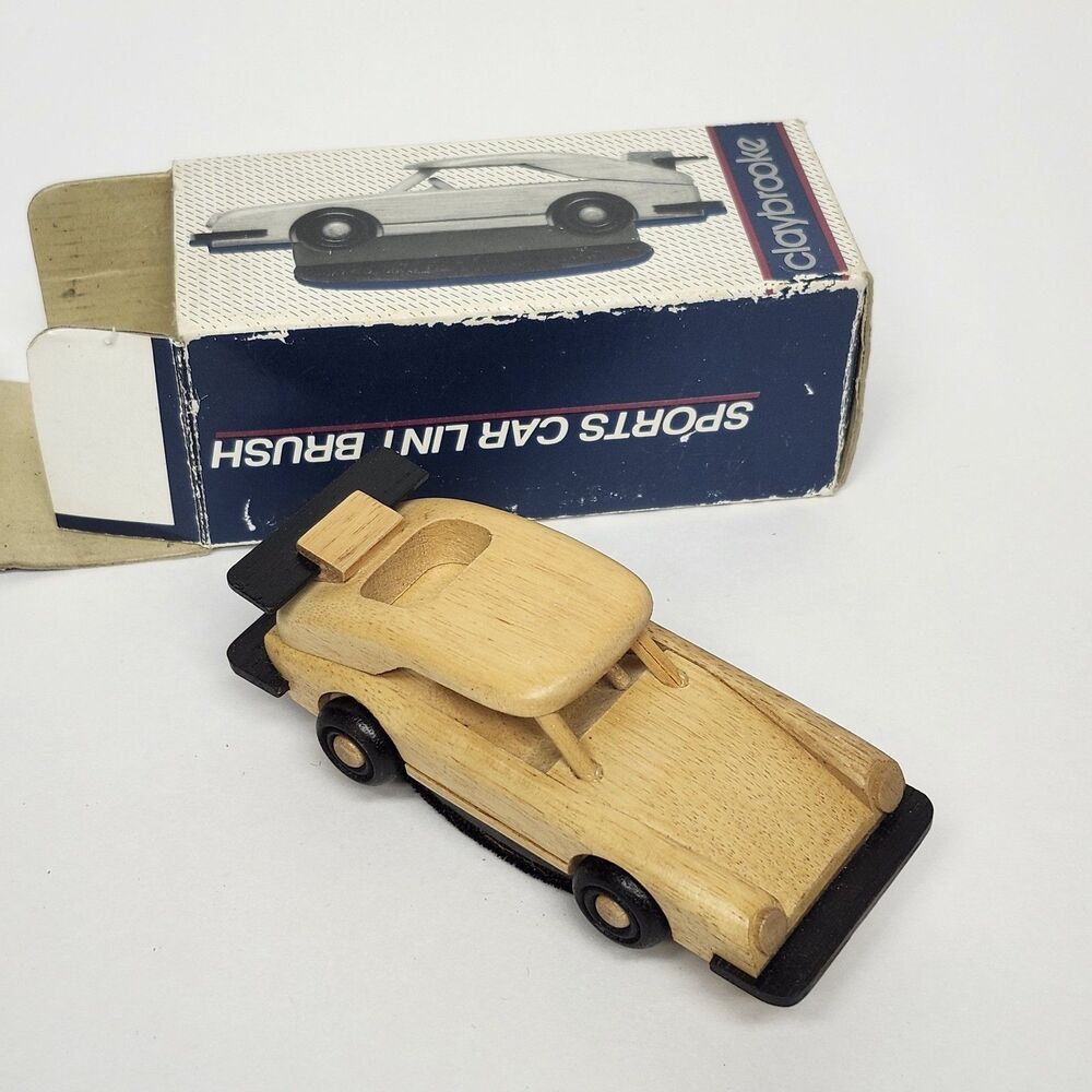 Vintage Wooden Porsche 911 Car Lint Brush Novelty Grooming Toy Collectible Boxed